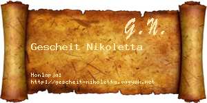 Gescheit Nikoletta névjegykártya